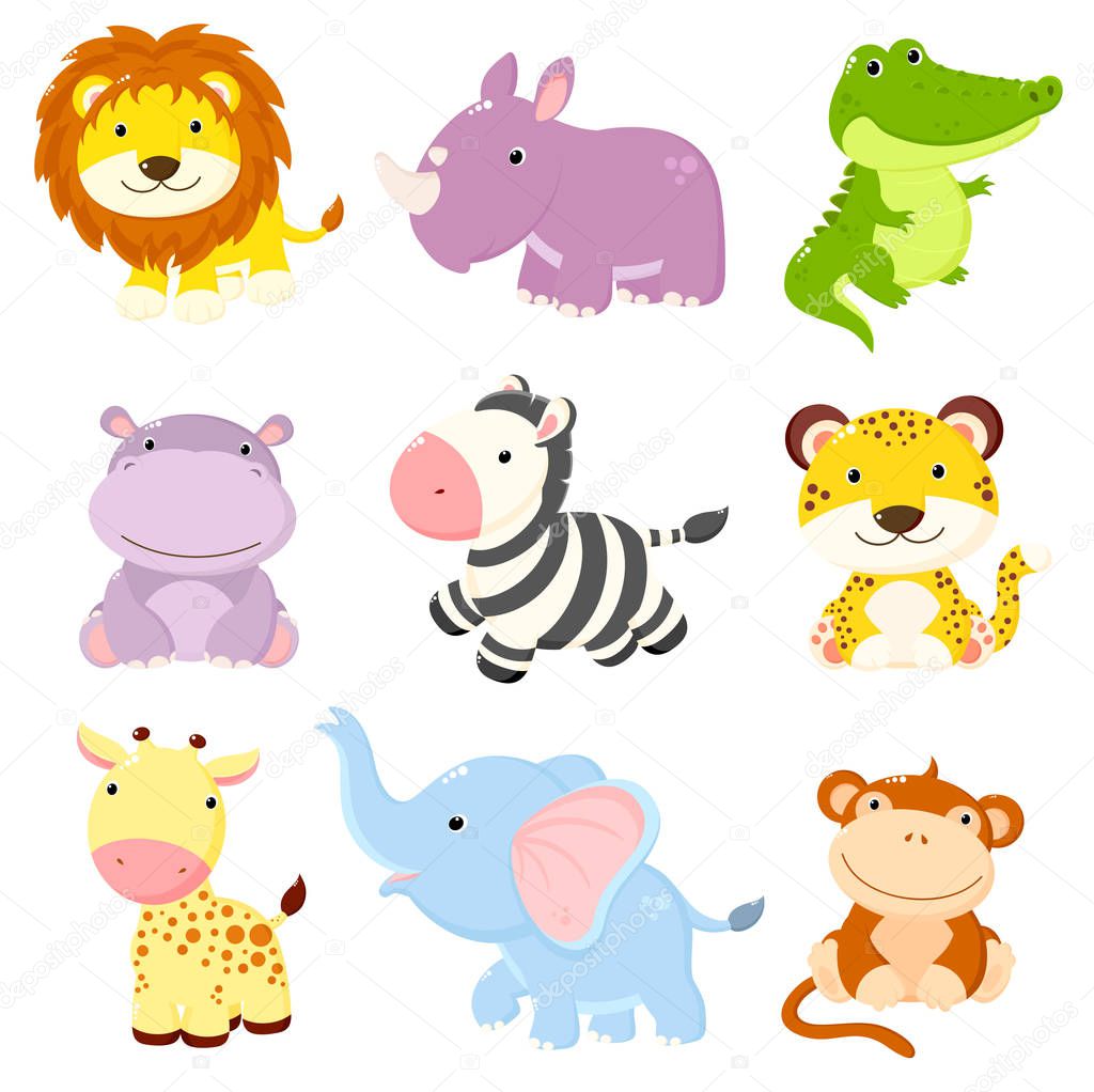 Cute African animals collection