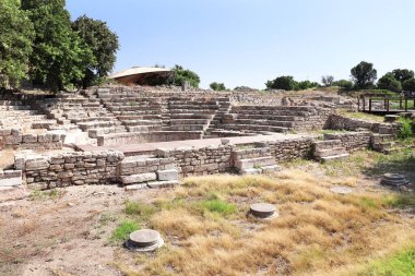 Odeon (Bouleuterion), Antik Truva şehrinde küçük konser tiyatrosu ve Meclis Binası, Çanakkale İli, Türkiye. UNESCO dünya mirası