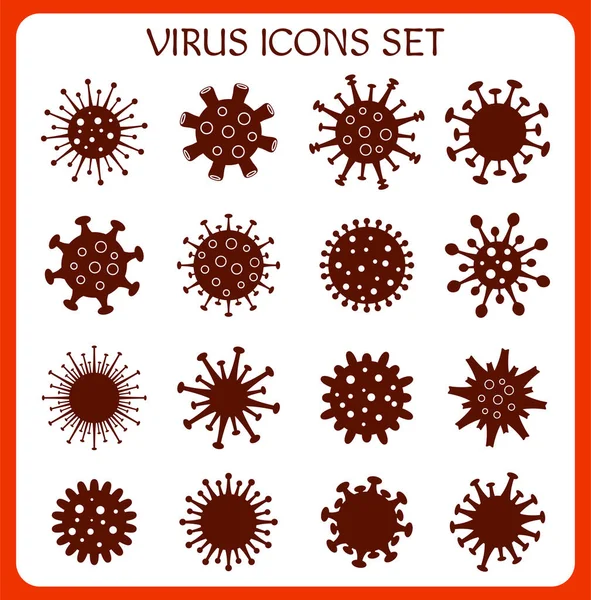 Set Germs Viruses Icons Collection Bacteria Sign Flat Style Microbe — Stock Vector