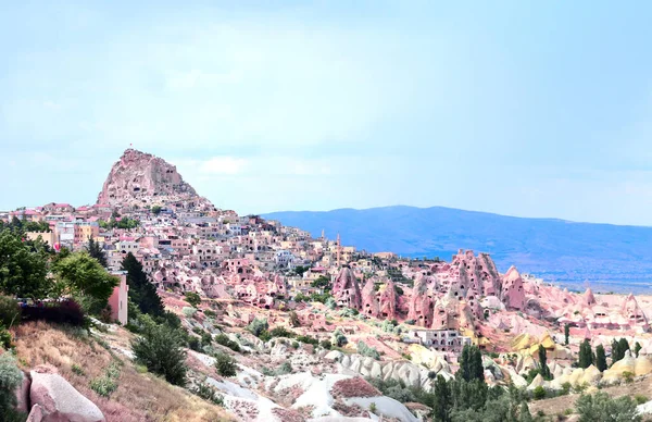 Gesneden Huizen Veelkleurige Rotsen Pigeon Valley Uchisar Cappadocië Turkije — Stockfoto