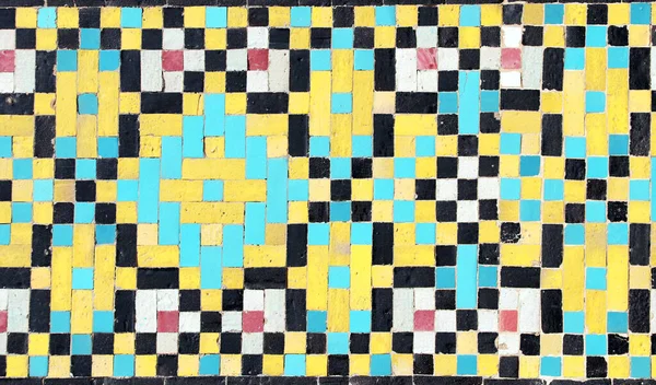 Detalhe Tradicional Parede Mosaico Persa Com Ornamento Geométrico Palácio Golestan — Fotografia de Stock