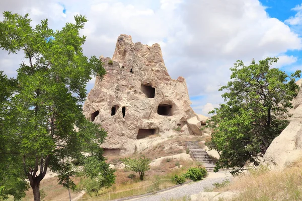 Grottes Dans Complexe Monastère Chrétien Médiéval Plein Air Goreme Cappadoce — Photo