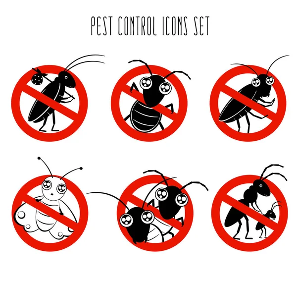 Stop Pests Concept Pest Control Icons Set Collection Signs Informational — Stock Vector