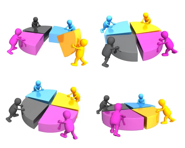 Conjunto Diseño Creativo Símbolo Mezcla Colores Cmyk Cuatro Hombres Colores — Foto de Stock