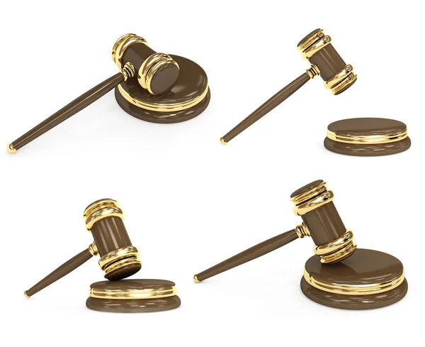 Set Von Symbolen Der Gerechtigkeit Und Des Gerichts Justizgabel Richtergabel — Stockfoto