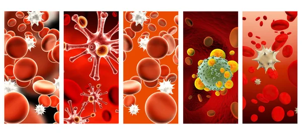 Colección Banners Verticales Horizontales Con Bacterias Virus Patógenos Multiplicación Rápida —  Fotos de Stock