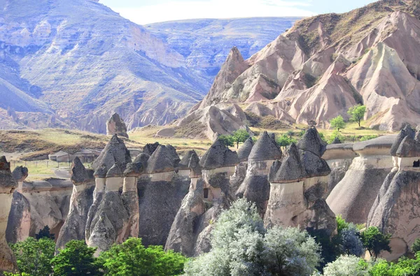 Wróżkowy Komin Lub Wielogłowe Grzyby Kamienne Dolinie Pasabag Kapadocja Anatolia — Zdjęcie stockowe