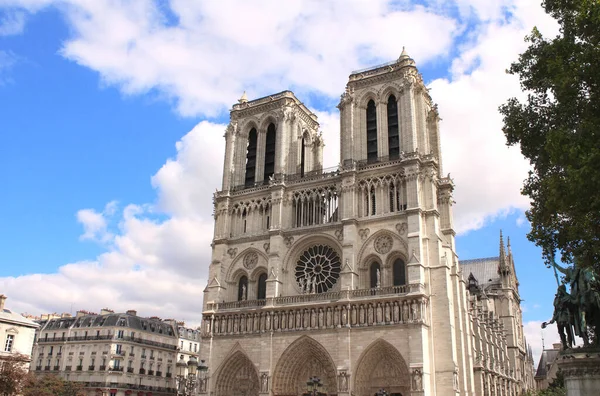 Híres Notre Dame Paris Katedrális Homlokzata Párizs Franciaország Európa Híres — Stock Fotó