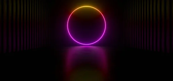 Beautiful composition of colored neon lights on a black background. 3d rendering image.