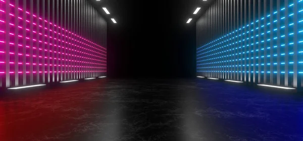 Beautiful composition of colored neon lights on a black background. 3d rendering image.