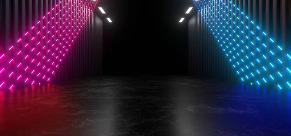 Beautiful composition of colored neon lights on a black background. 3d rendering image.