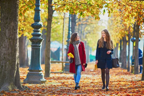 Two young girls on a sunny fall day — Stock Photo, Image