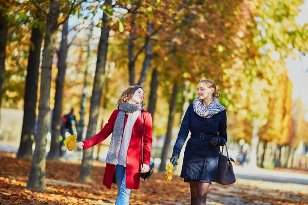 Two young girls on a sunny fall day — Stock Photo, Image