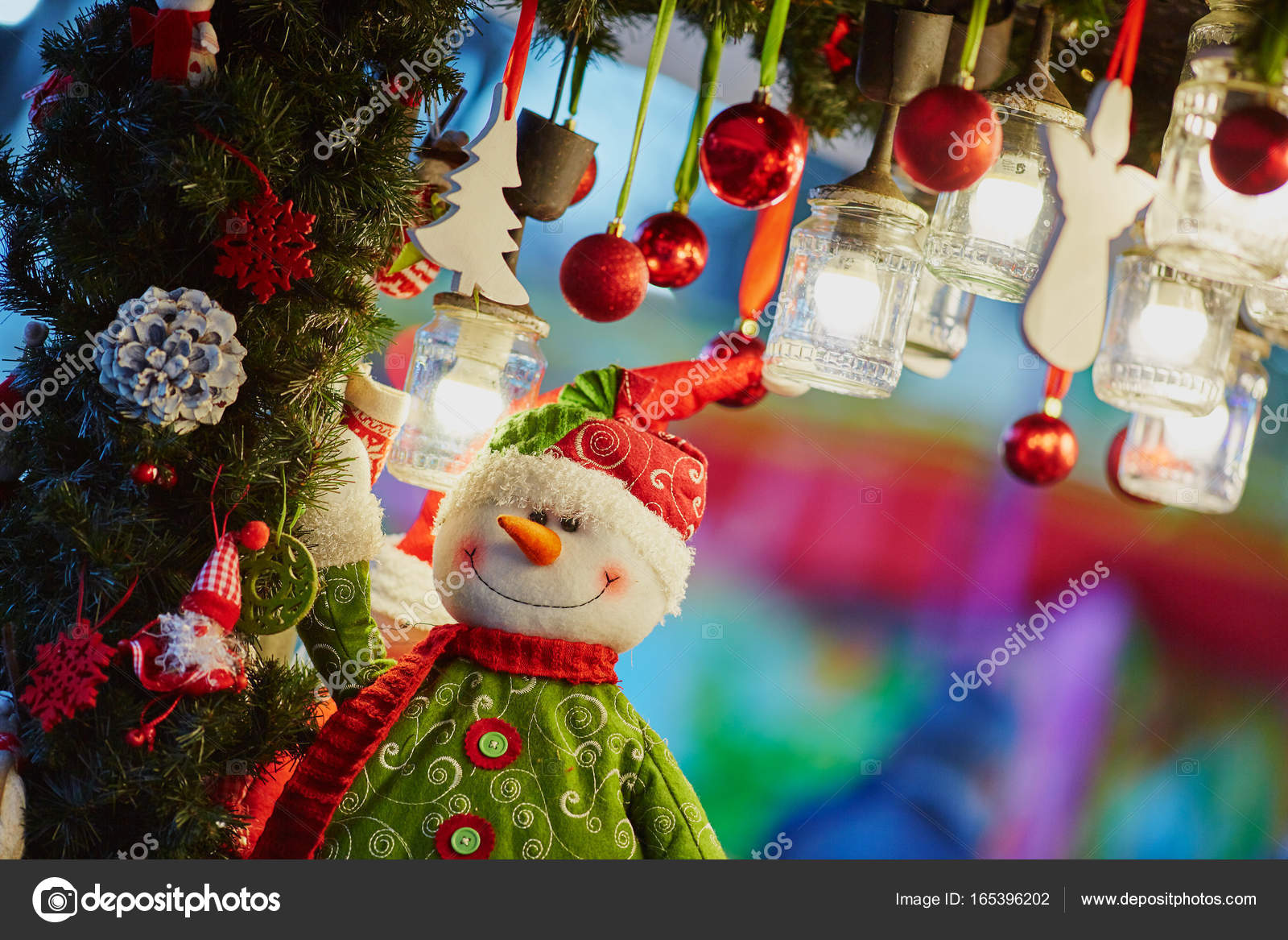 Christmas Decorations And Glass Lanterns On A Parisian Christmas