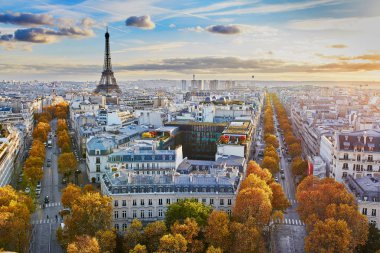 Hava panoramik cityscape görünümü Paris, Fransa