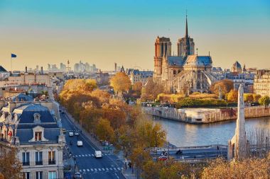 Hava panoramik cityscape görünümü Paris, Fransa