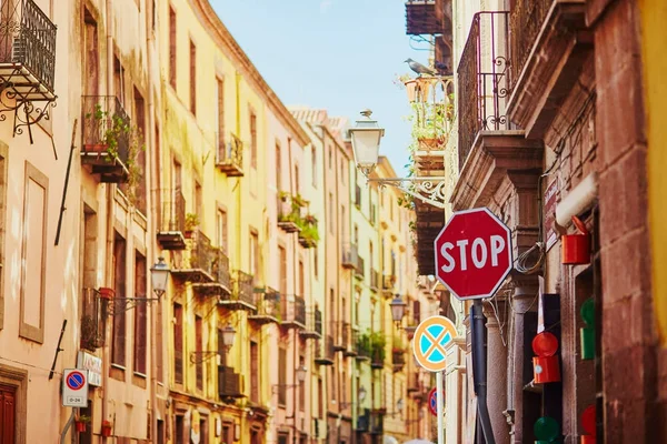 Casas Italianas Coloridas Típicas Uma Rua Bosa Sardenha Itália — Fotografia de Stock