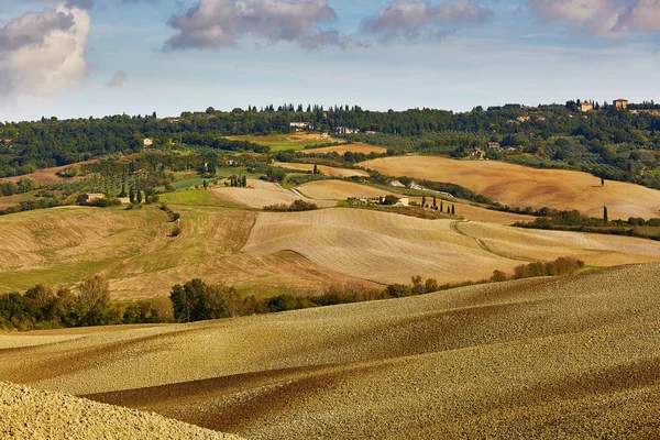 Scenic Tuscan Landscape Beautiful Fields Meadows Hills San Quirico Orcia — Stock Photo, Image