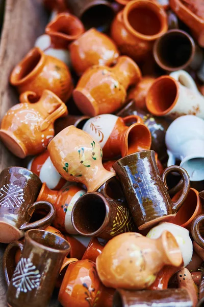 Jarros Cerâmica Feitos Mão Vendidos Feira Páscoa Vilnius Lituânia Feira — Fotografia de Stock