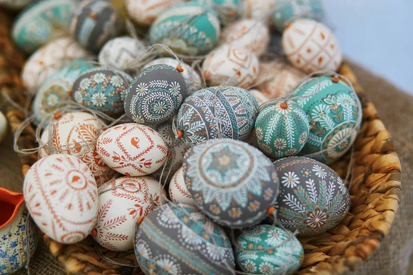 Coloridos Huevos Pascua Vendidos Feria Pascua Vilna Lituania Feria Tradicional —  Fotos de Stock