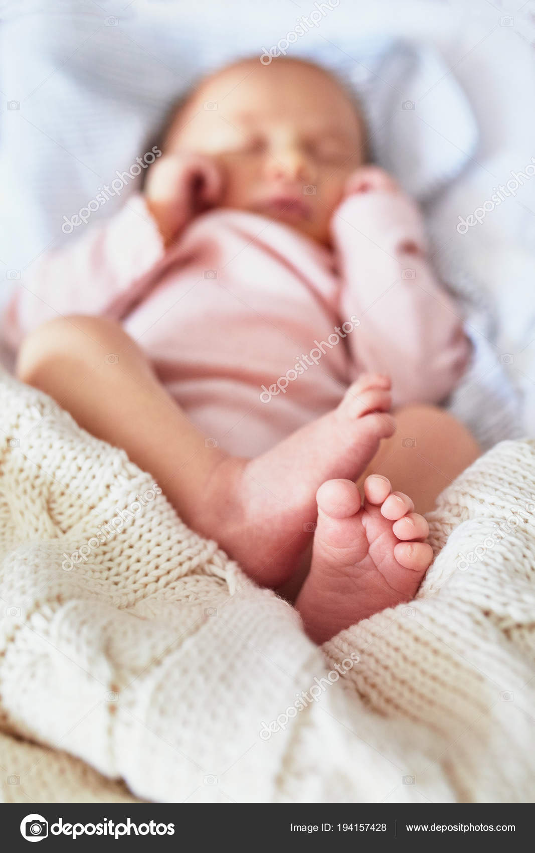 Newborn Baby Girl Sleeping Peacefully Crib Stock Photo C Encrier