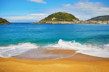 San Sebastian, İspanya'daki La Concha plajının manzara manzarası