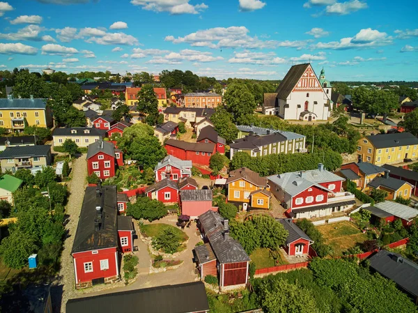 Luchtfoto van de historische stad Porvoo in Finland — Stockfoto