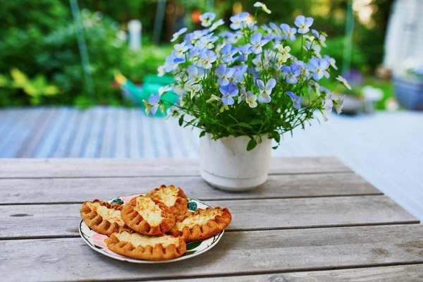 Tartes Caréliennes Karjalanpiirakka Faites Farine Seigle Mince Avec Une Garniture — Photo