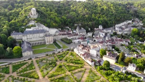 Vue Aérienne Panoramique Roche Guyon Avec Son Remarquable Potager Dans — Video