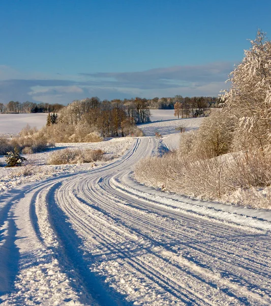 Route de campagne en hiver . — Photo