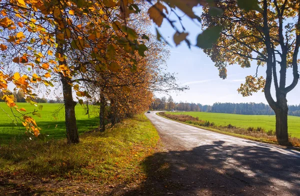 Estrada do país no início do outono . — Fotografia de Stock