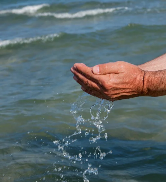 Photo Hands Sea Water — Stock Photo, Image