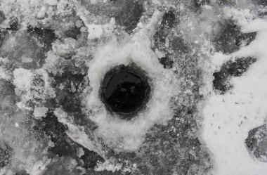 Gölde balık tutma deliği.