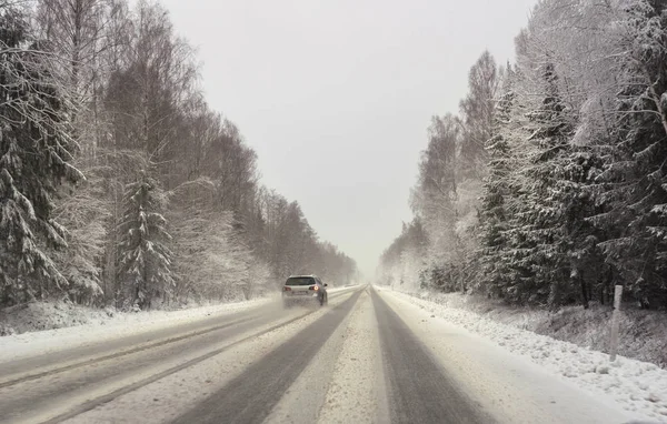 Estrada de inverno nevado . — Fotografia de Stock