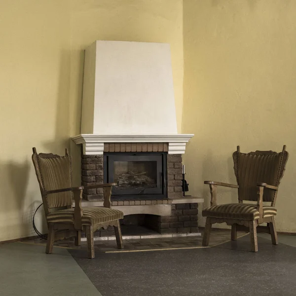 Fireplace in manor house.