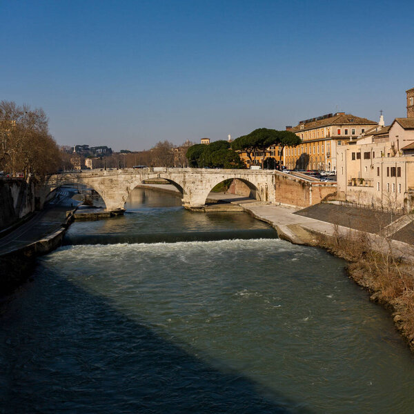View to river Tiber in Roma.