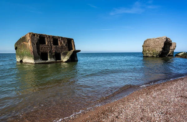 Widok Opuszczone Ruiny Historycznych Fortów Wybrzeżu Morza Bałtyckiego Liepaja — Zdjęcie stockowe