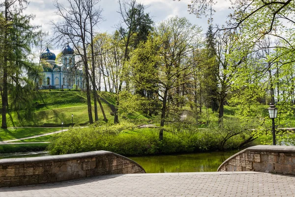 Landschaft Mit Kirche Cesis — Stockfoto