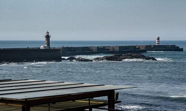 Vue Taupe Sur Côte Océan Atlantique Porto — Photo