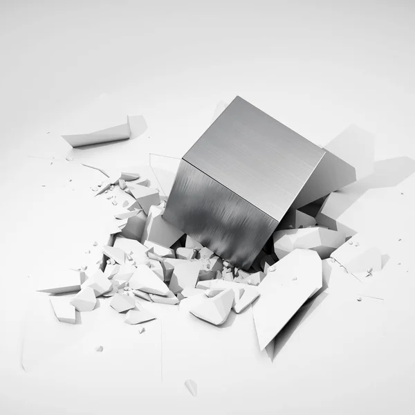 Cube hits surface — Stock Photo, Image