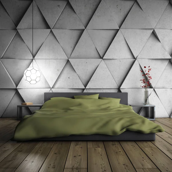 Minimalistyczne, nowoczesne sypialnia — Zdjęcie stockowe