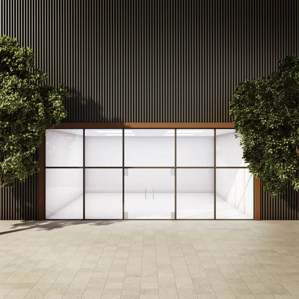 Modern boş shop Tekin ağaçları arasında