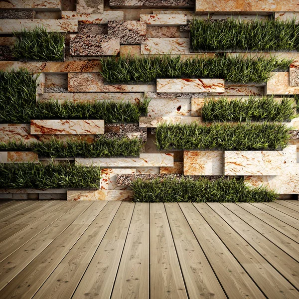 Wall with vertical gardens — Stock Photo, Image