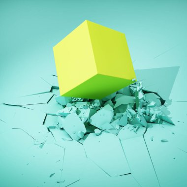 Cube hits surface clipart