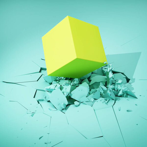 Cube hits surface