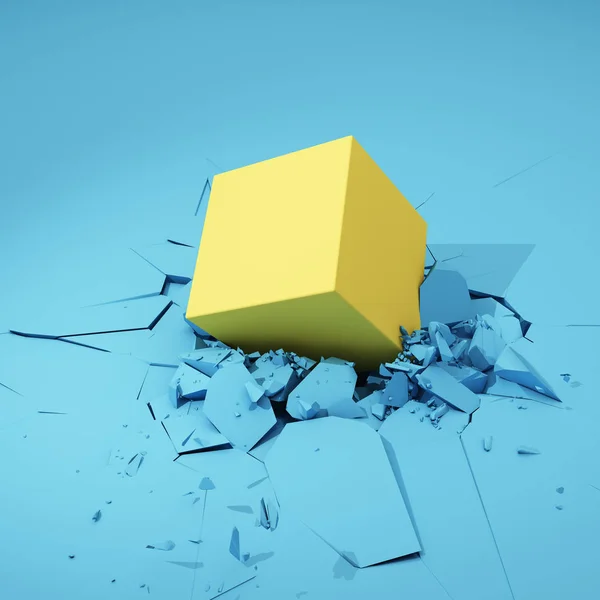 Cube hits surface — Stock Photo, Image
