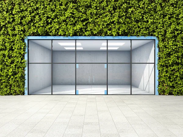 Grande Vitrine Murale Avec Jardin Vertical Illustration — Photo