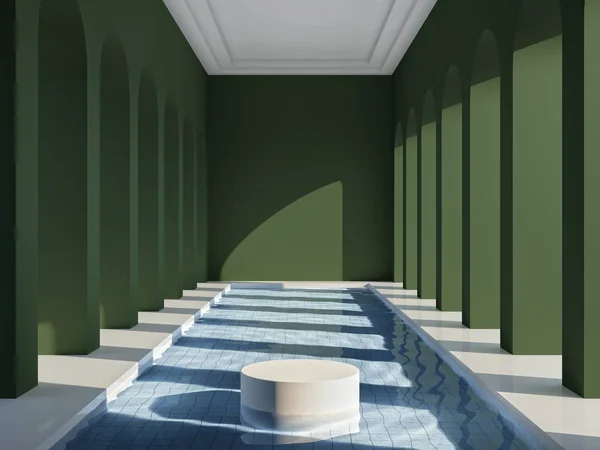 Piscine dans le hall avec colonnes — Photo