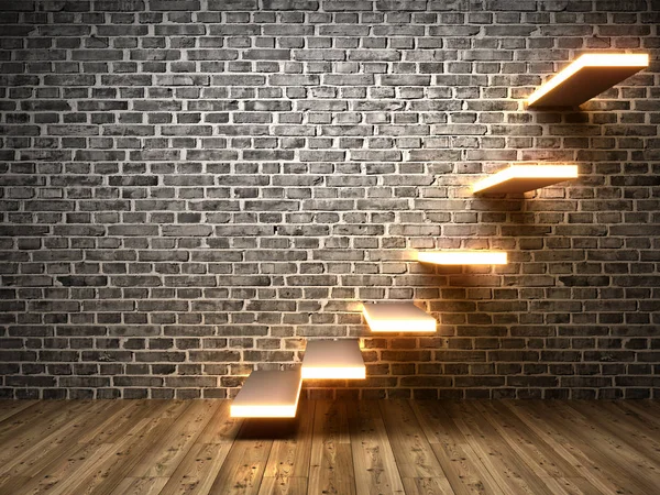 Treppe an Ziegelmauer — Stockfoto