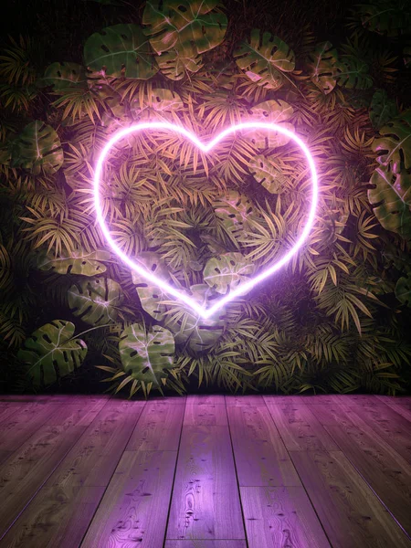 Neon cuore incandescente — Foto Stock